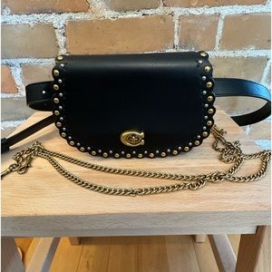 Fun Coach Saddle Convertible Belt Bag With Scallop Rivets